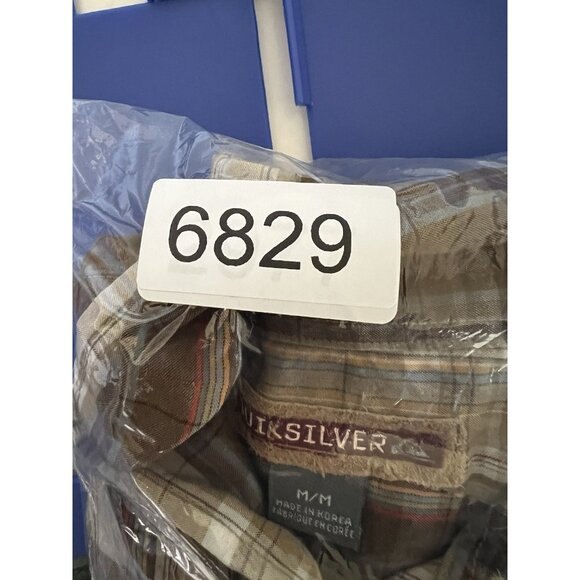 Vintage Quiksilver Short Sleeve Plaid Shirt Brown Surfing Y2K Size Medium - Picture 7 of 7